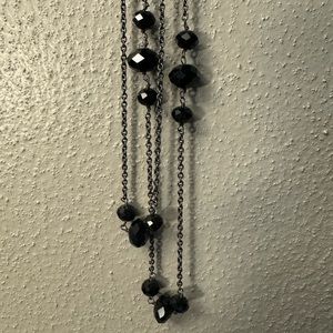 Long black layered necklace